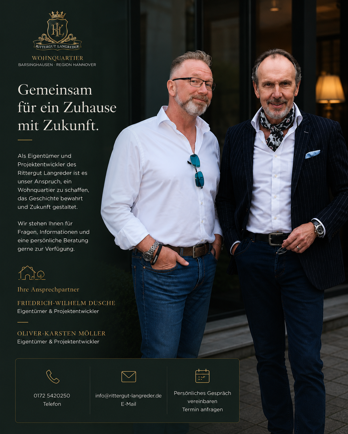 Friedrich-Wilhelm Dusche und Oliver-Karsten Möller, Eigentümer und Projektentwickler Rittergut Langreder